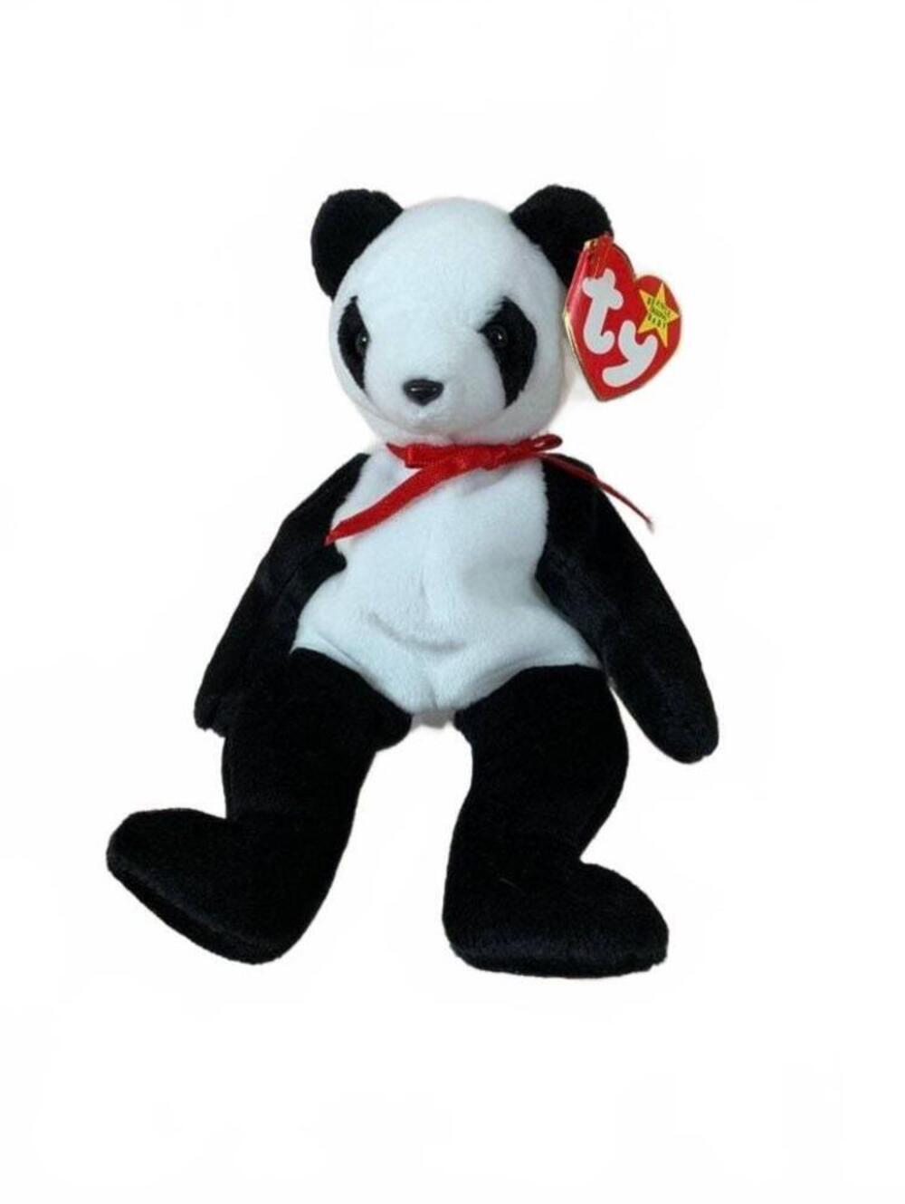 Vintage 1998 TY Fortune Panda Bear Beanie Baby 8" Plush